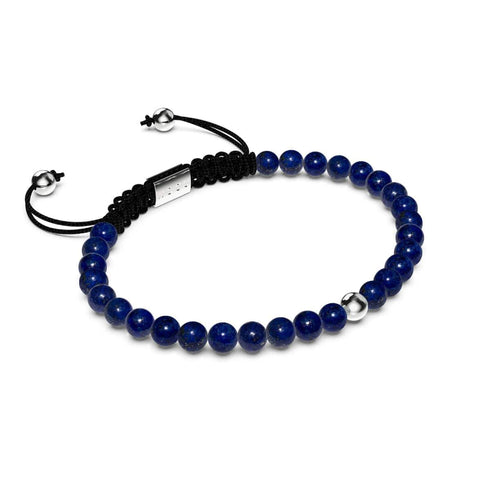 Lapis | 925er Sterlingsilber | Makramee-Armband mit Fokus-Edelstein